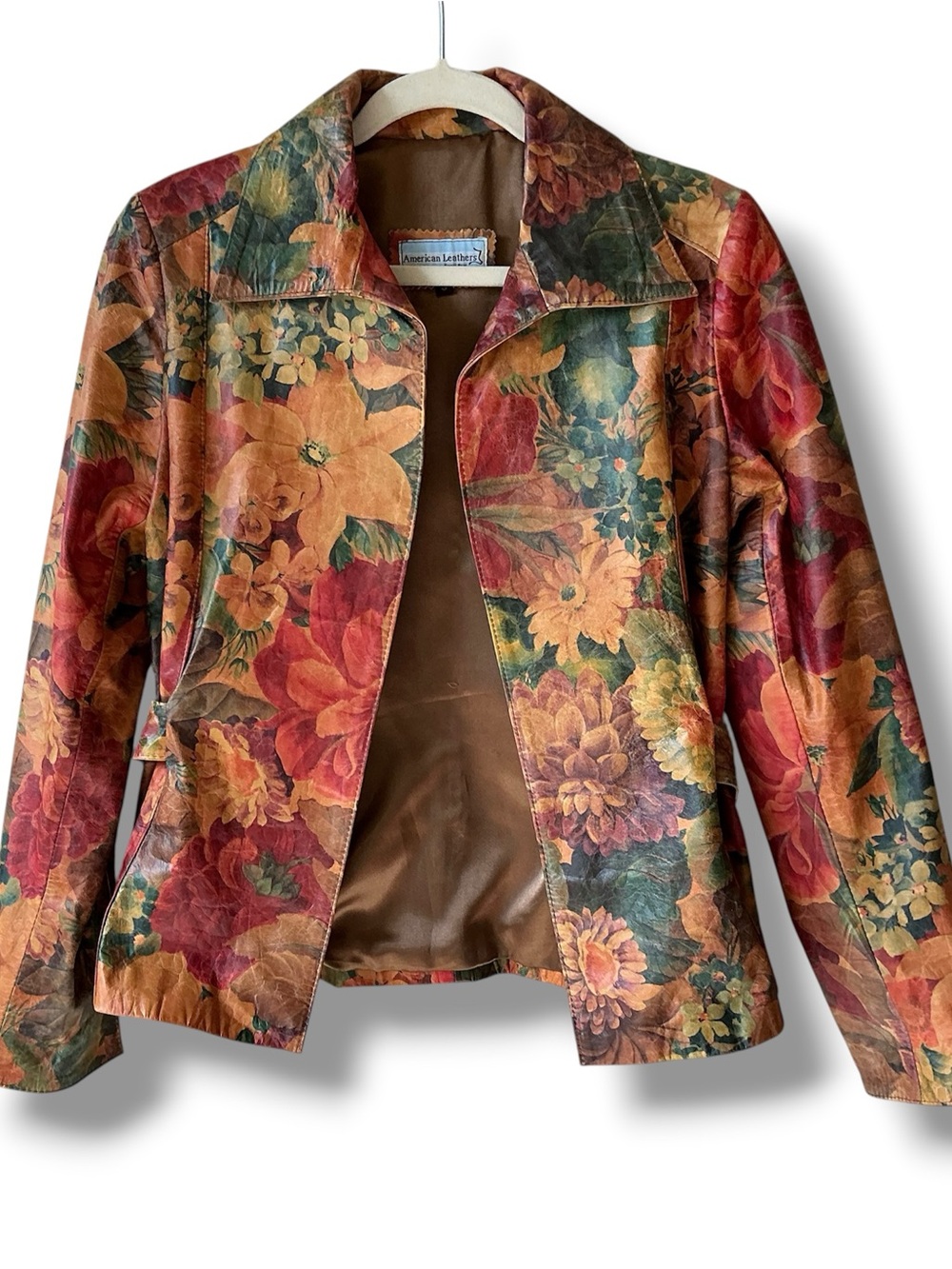 Vintage American Leathers Buenos Aires Floral Leather Jacket Size S
